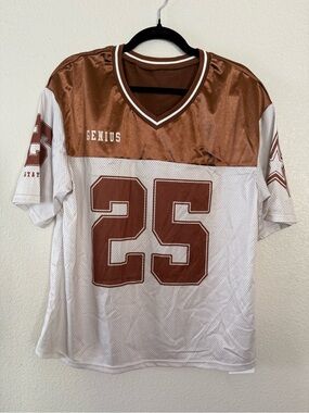 NWT Verdusa Women’s Athletic Jersey Oversized Shirt in Brown and White